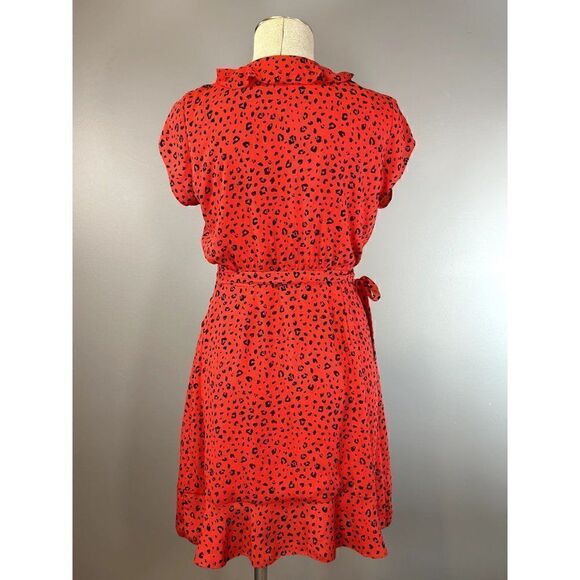 Aritzia Sunday Best Savoy Wrap Dress in Red Cheetah Size S - Picture 3 of 4